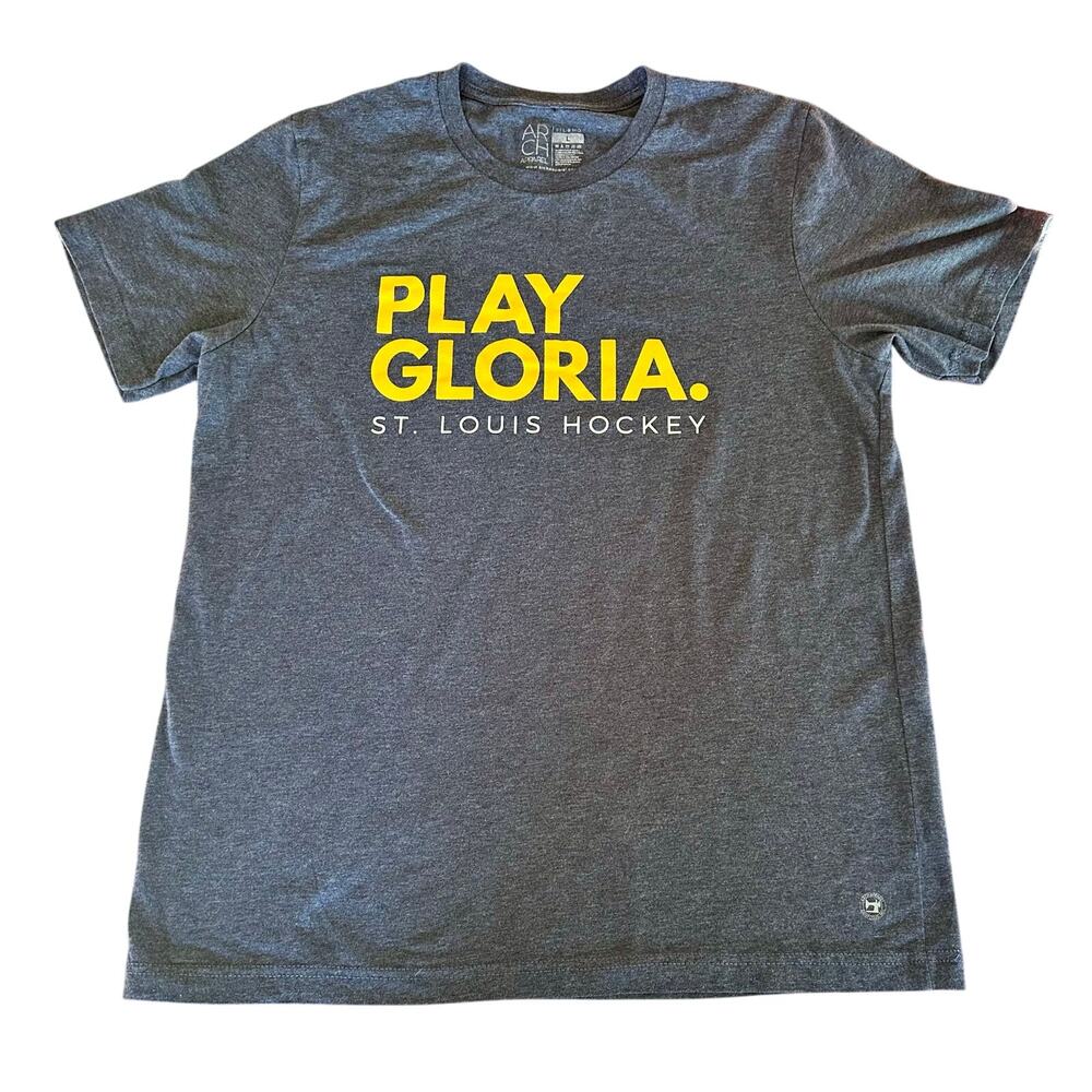 Play Gloria Ultra Soft Tee Arch Apparel Unisex Sz Large St Louis Blues Hockey